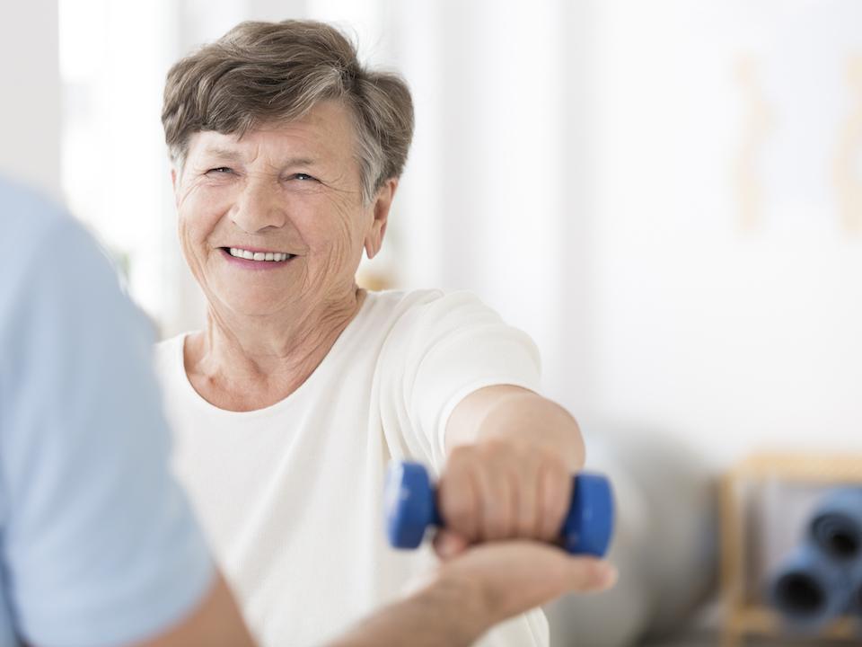 Stroke victim in rehabilitation