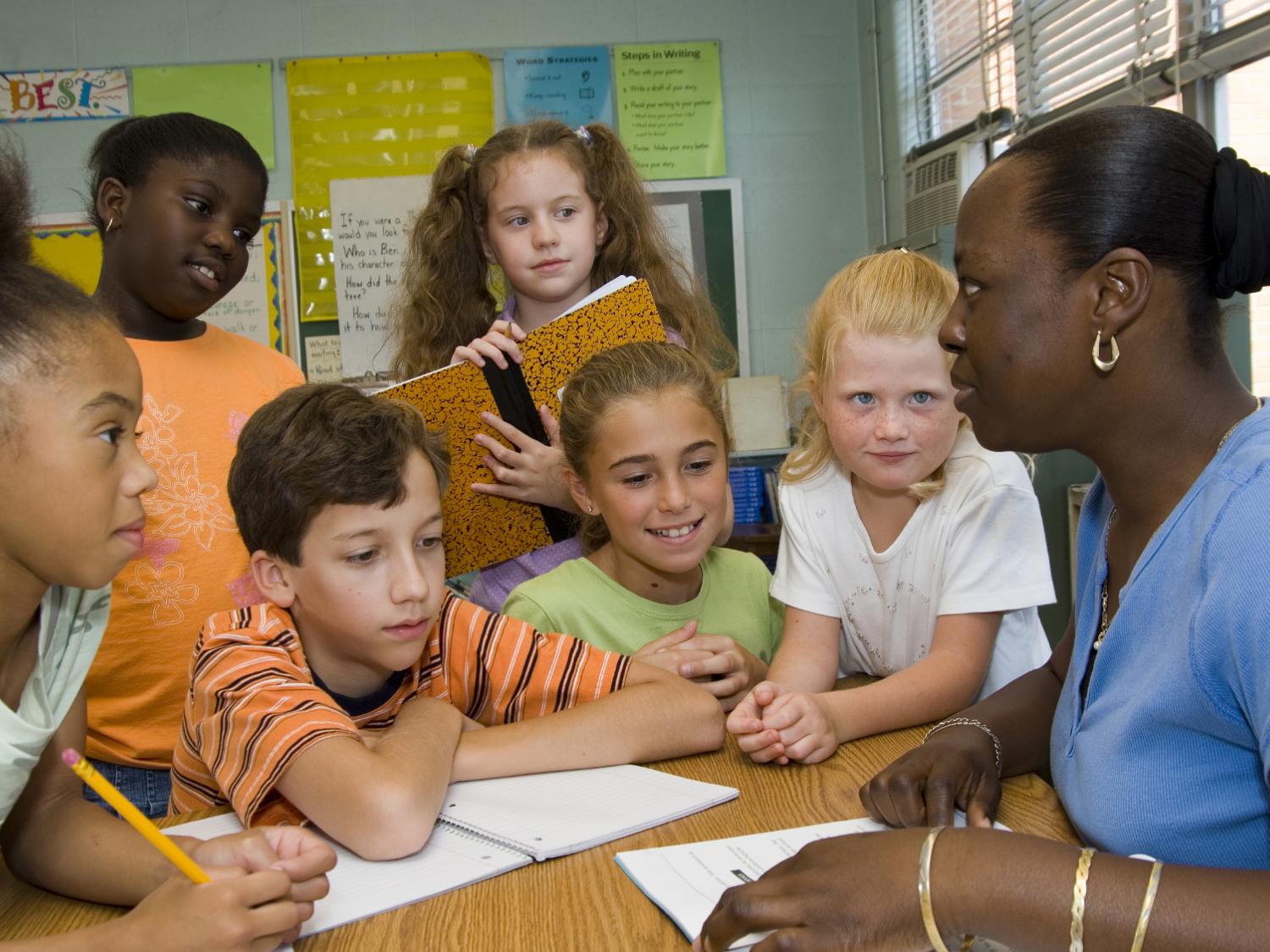 Students and teacher in classroom