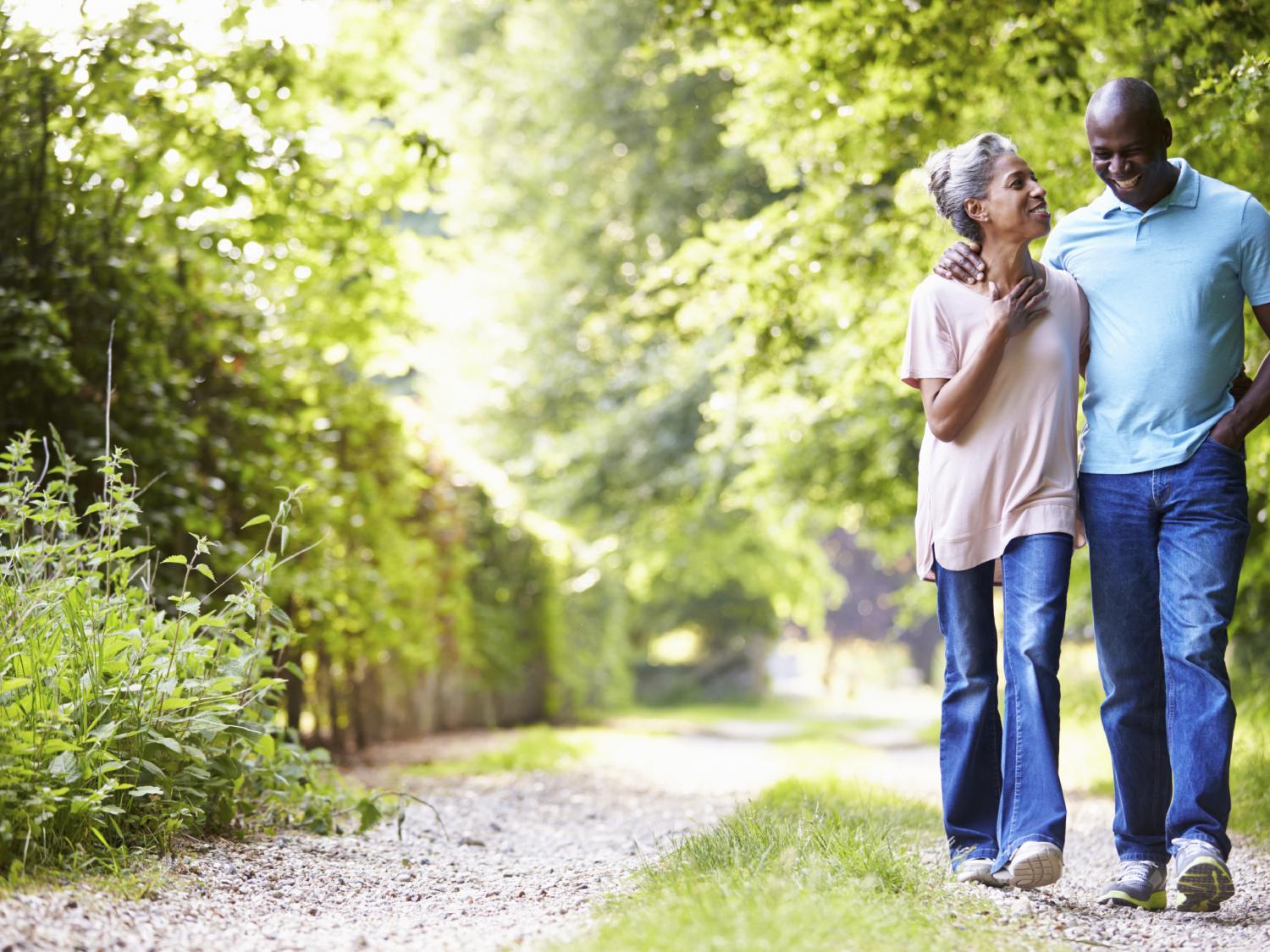 couple walking down lane