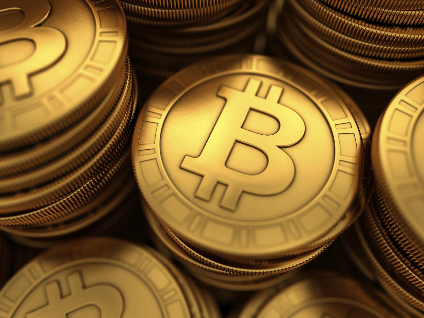 artist's rendering of bitcoins