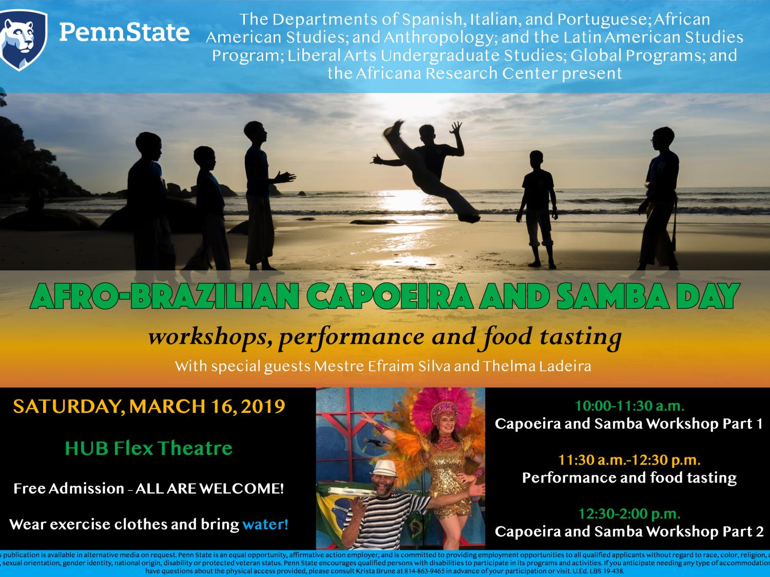 Poster for Afro-Brazilian Samba and Capoeira workshops