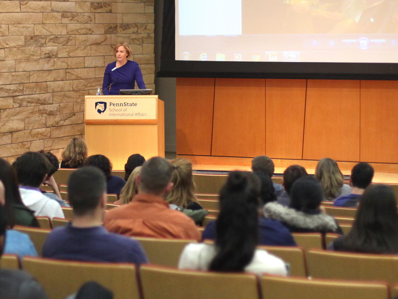 Reporter and author Kim Barker speaks at Penn State