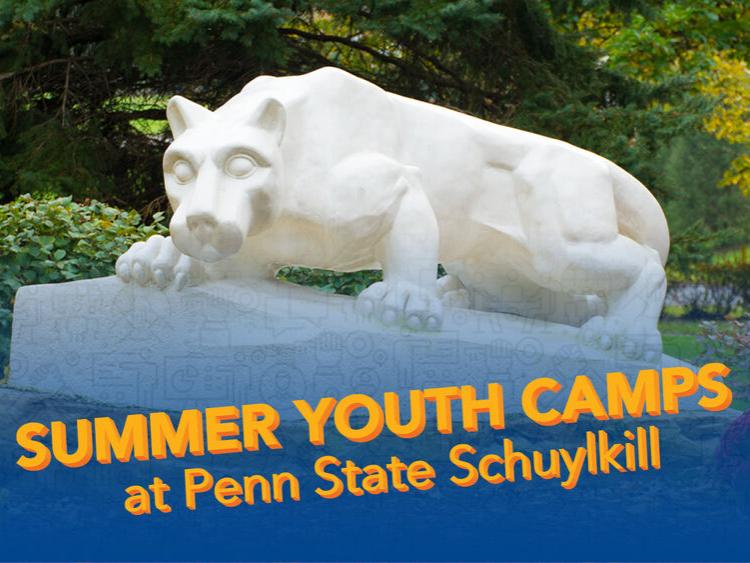 An image of the lion shrine with "Summer Youth Camps" text