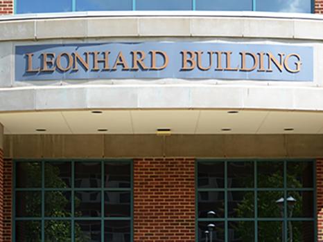 An image of the entry to the Leonhard Building.