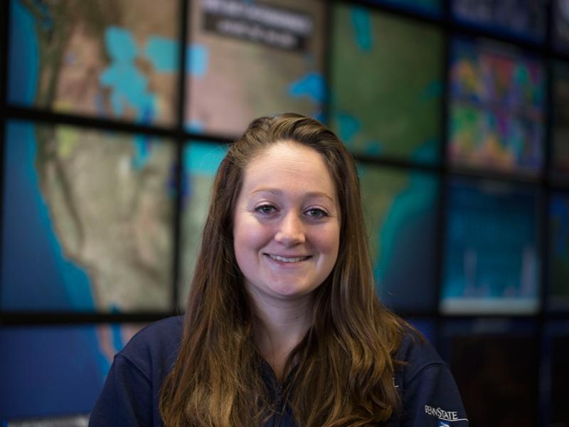 Lexie Herdt, a senior majoring in meteorology, enhanced a method to predict ozone levels that will be used in the Philadelphia metropolitan area in summer 2015. 