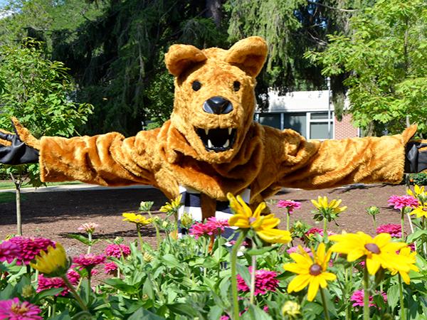 Nittany Lion and flowers