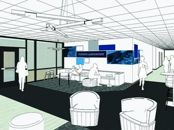 3D view with possible furniture, art, and lighting layout. 