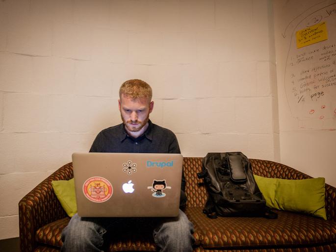 Michael Collins, the program's lead faculty coordinator and assistant professor of art in the School of Visual Arts, works to unite the respective colleges' curricula. 