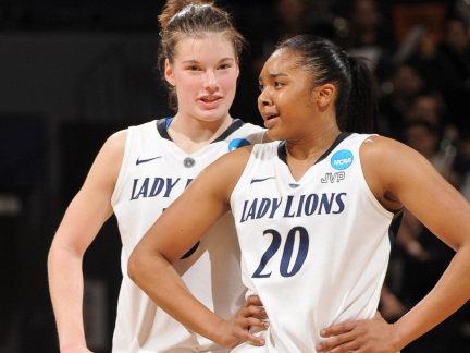 Lady Lion basketball guards Maggie Lucas and Alex Bentley