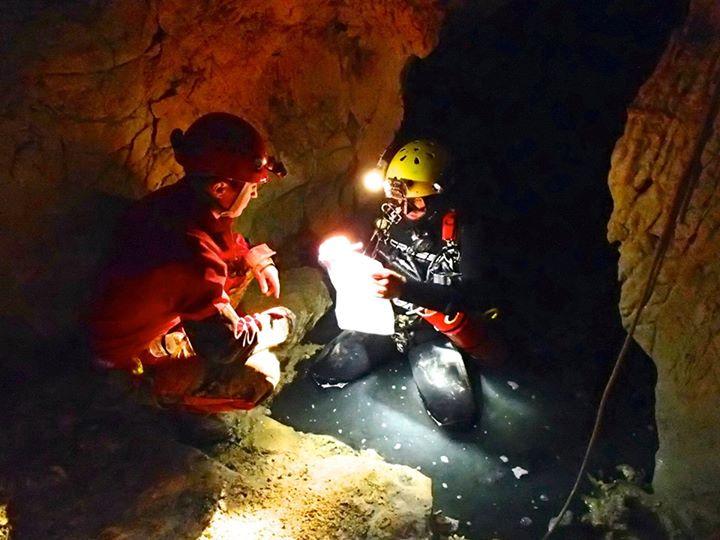 researchers in Frasassi cave system