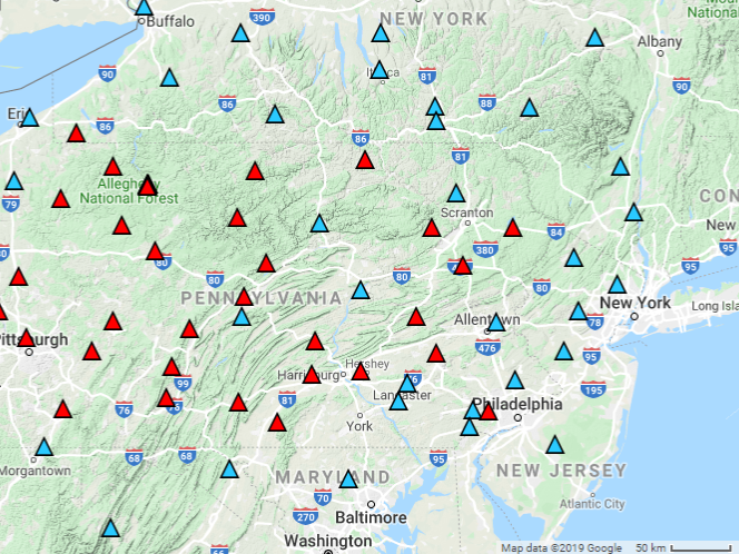 A map of the stations used by PASEIS to collect seismic data.
