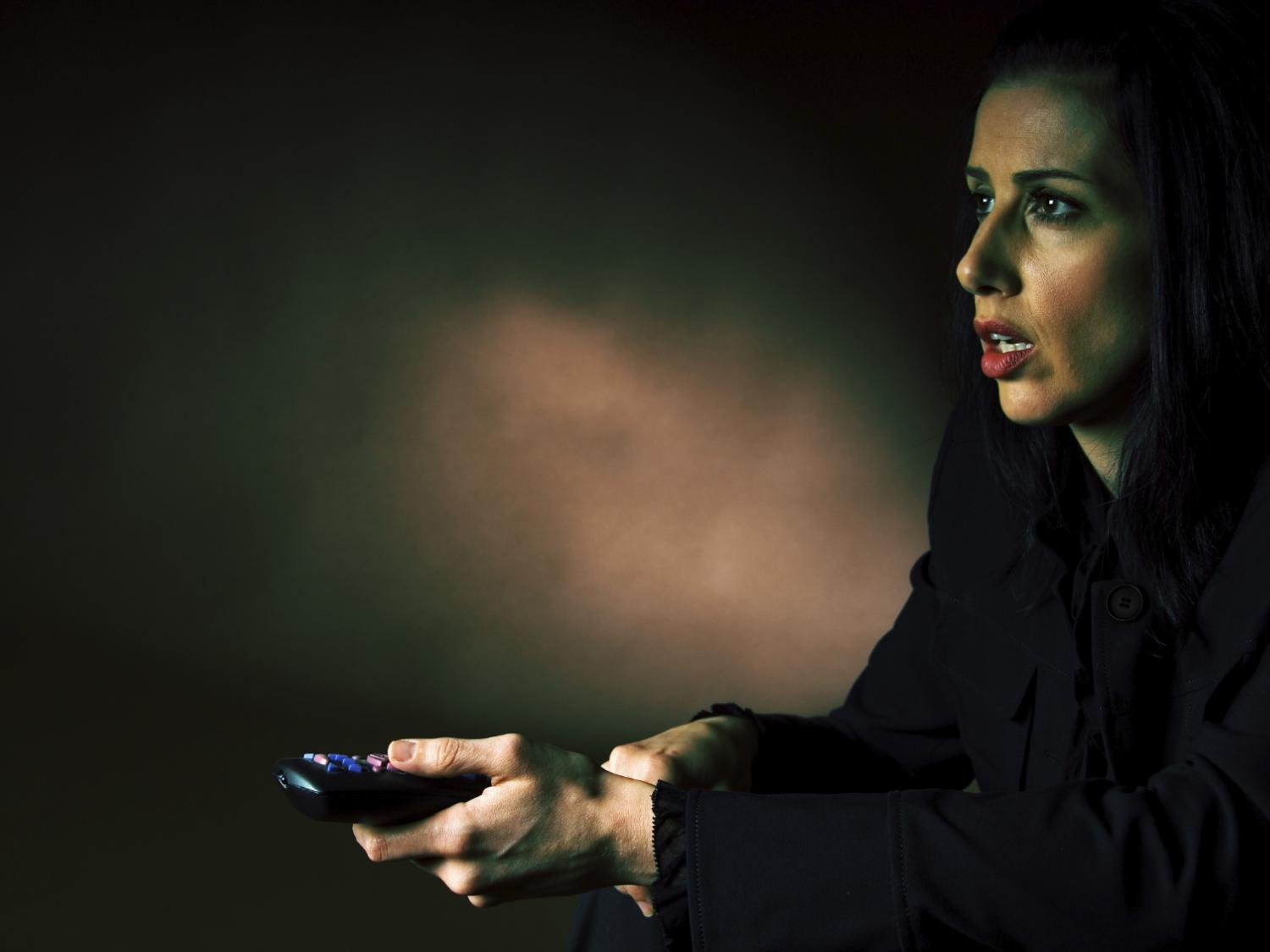 woman watching TV