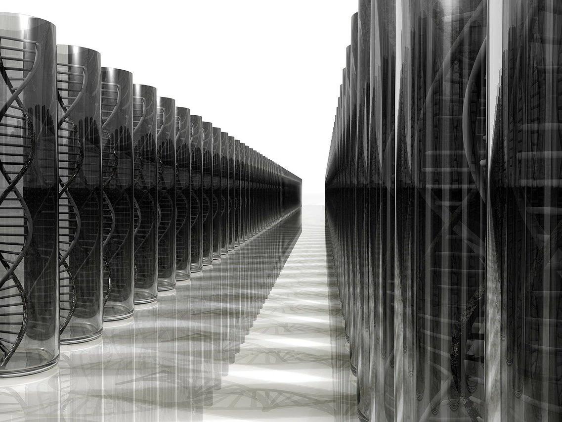 Abstract image of DNA strands in test tubes