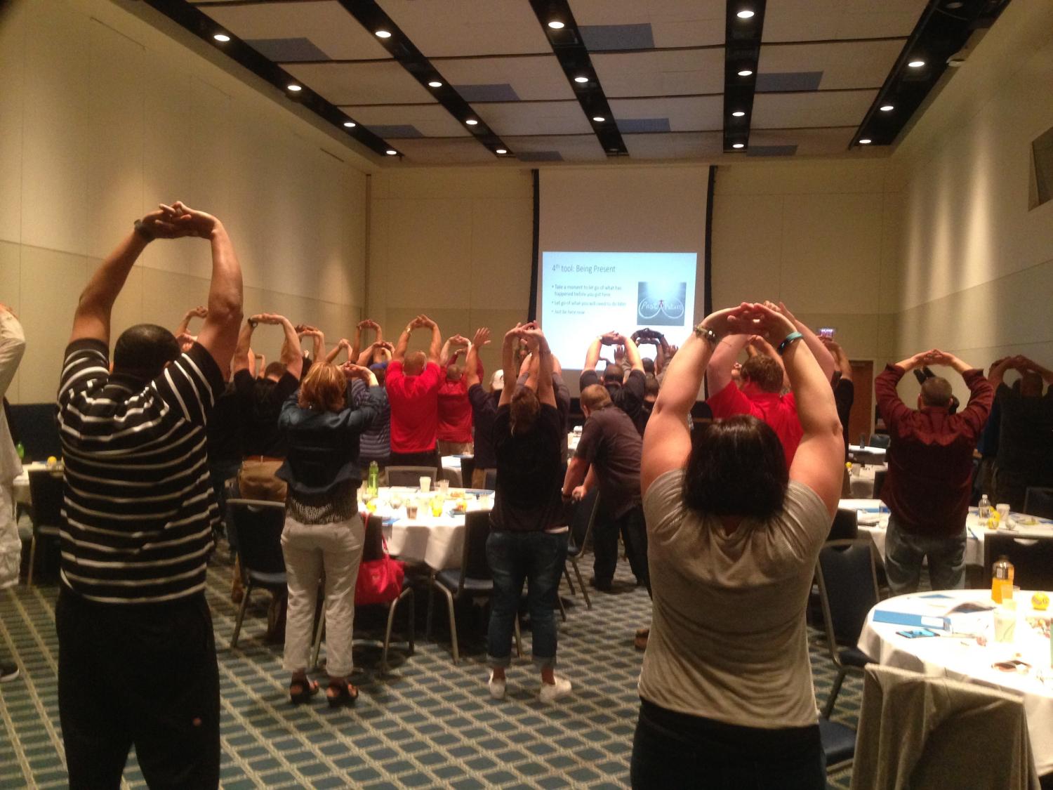 Pennsylvania’s BJJS staff practice stress-reduction techniques.