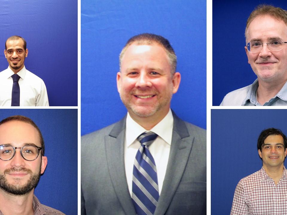 headshots of five new faculty members