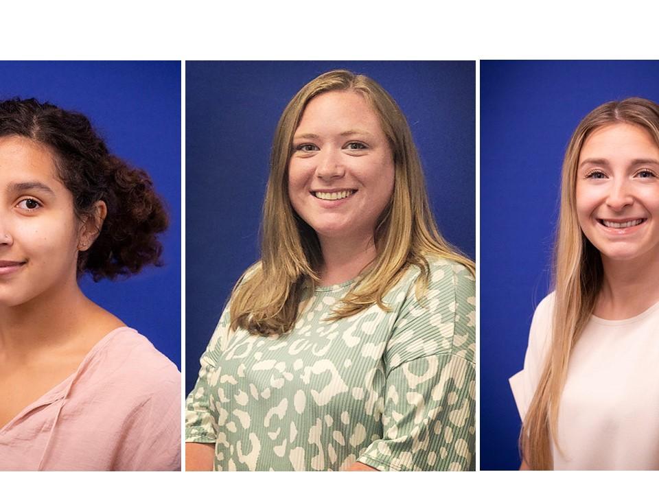 headshots of julia egan, caitlin hugendubler and nikki paolicelli