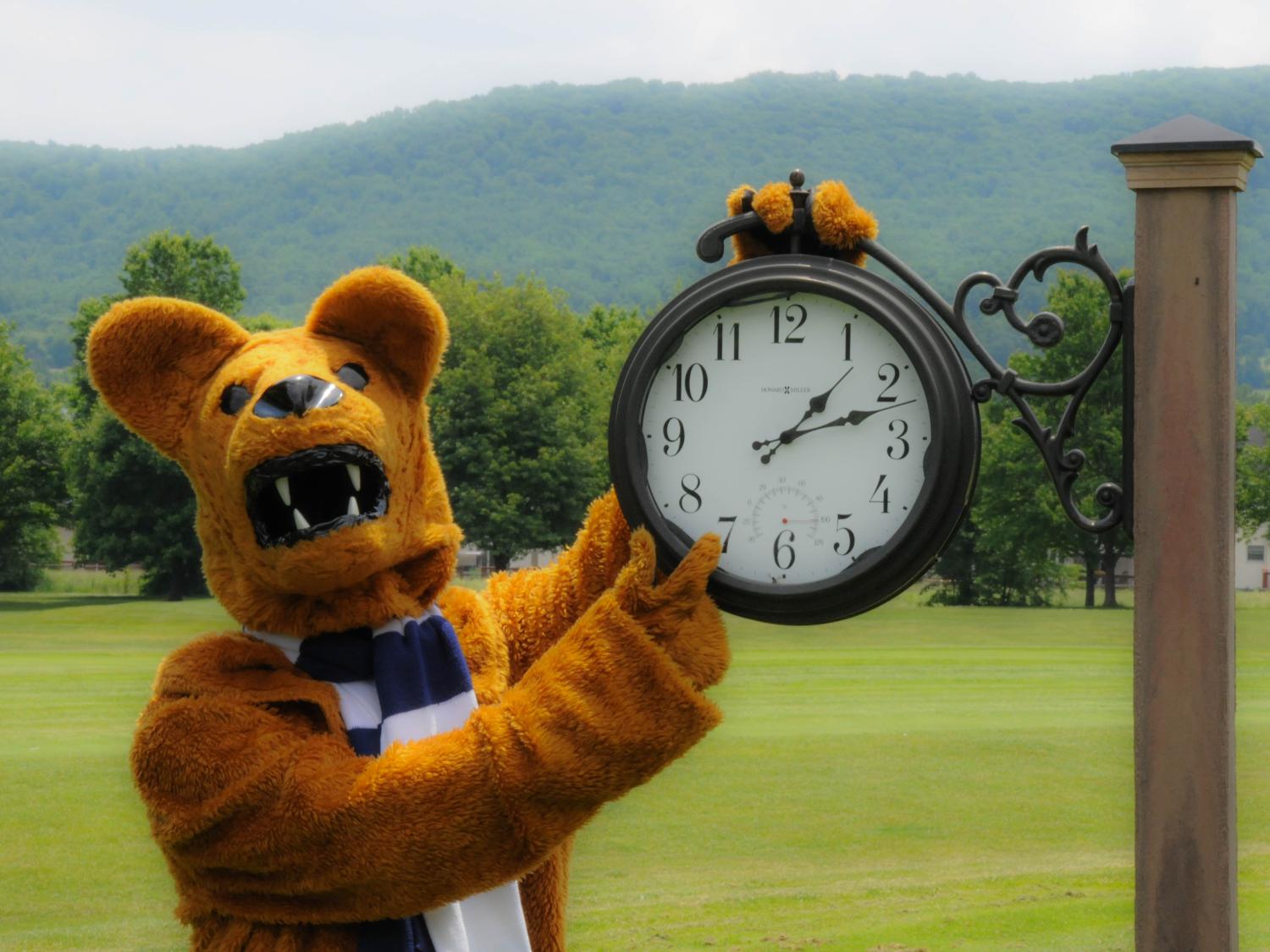 nittany lion at clock