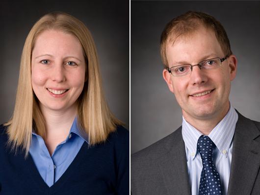 Two professors smile for their professional headshots, placed side-by-side.