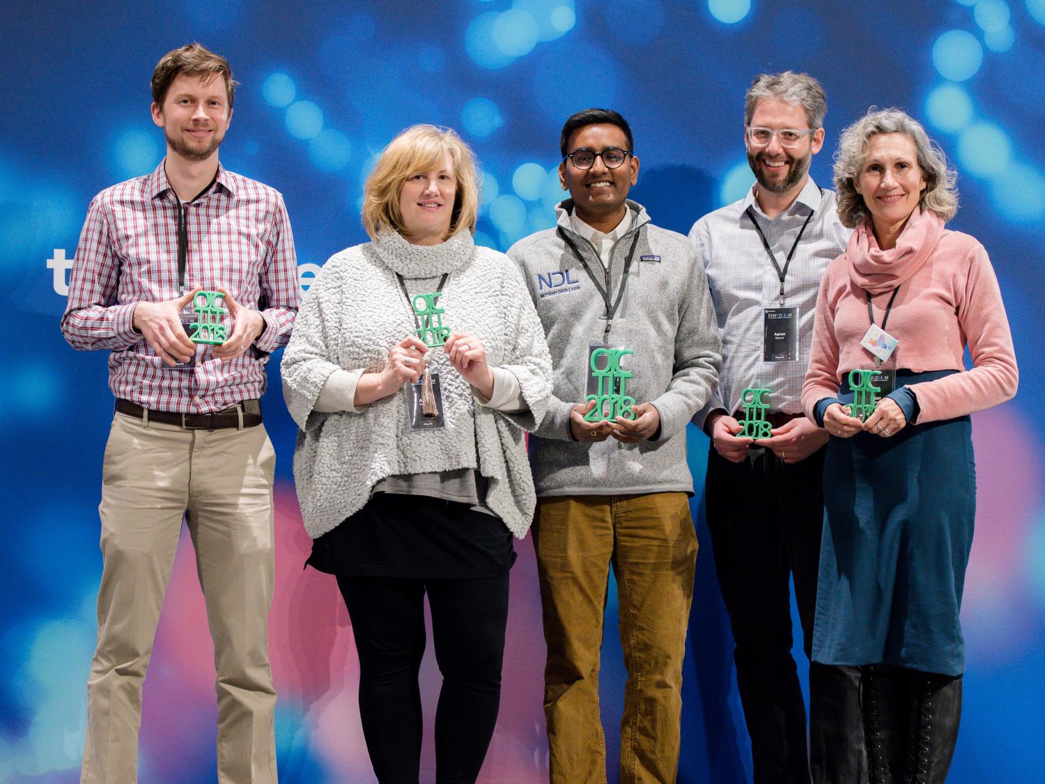 group shot of 2018 open innovation challenge presenters