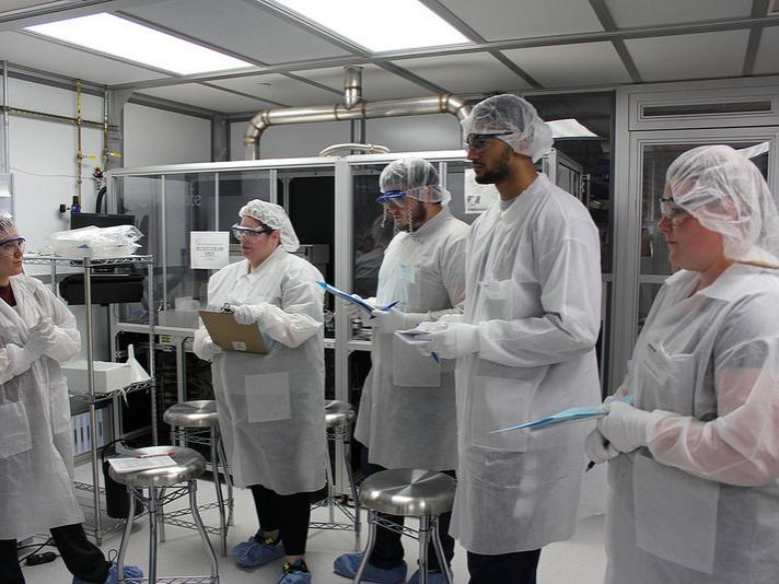 Students learn about nanotechnology in the Center for Nanotechnology Education and Utilization's Teaching Cleanroom.