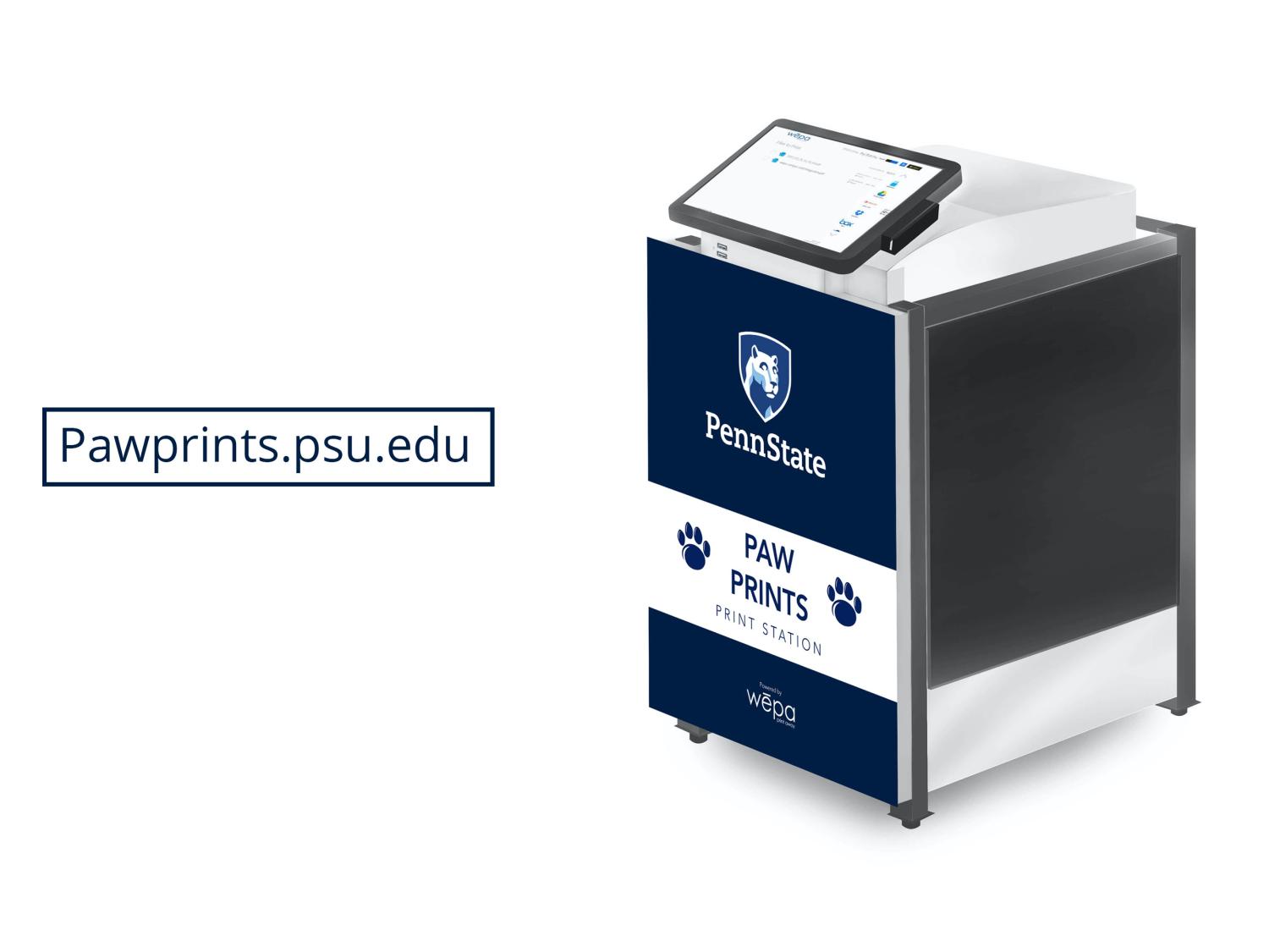 photo of a paw prints printing kiosk