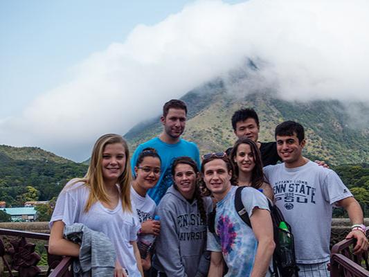 Students on a mountain