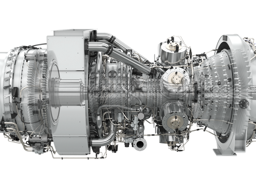 A drawing of a gas turbine.