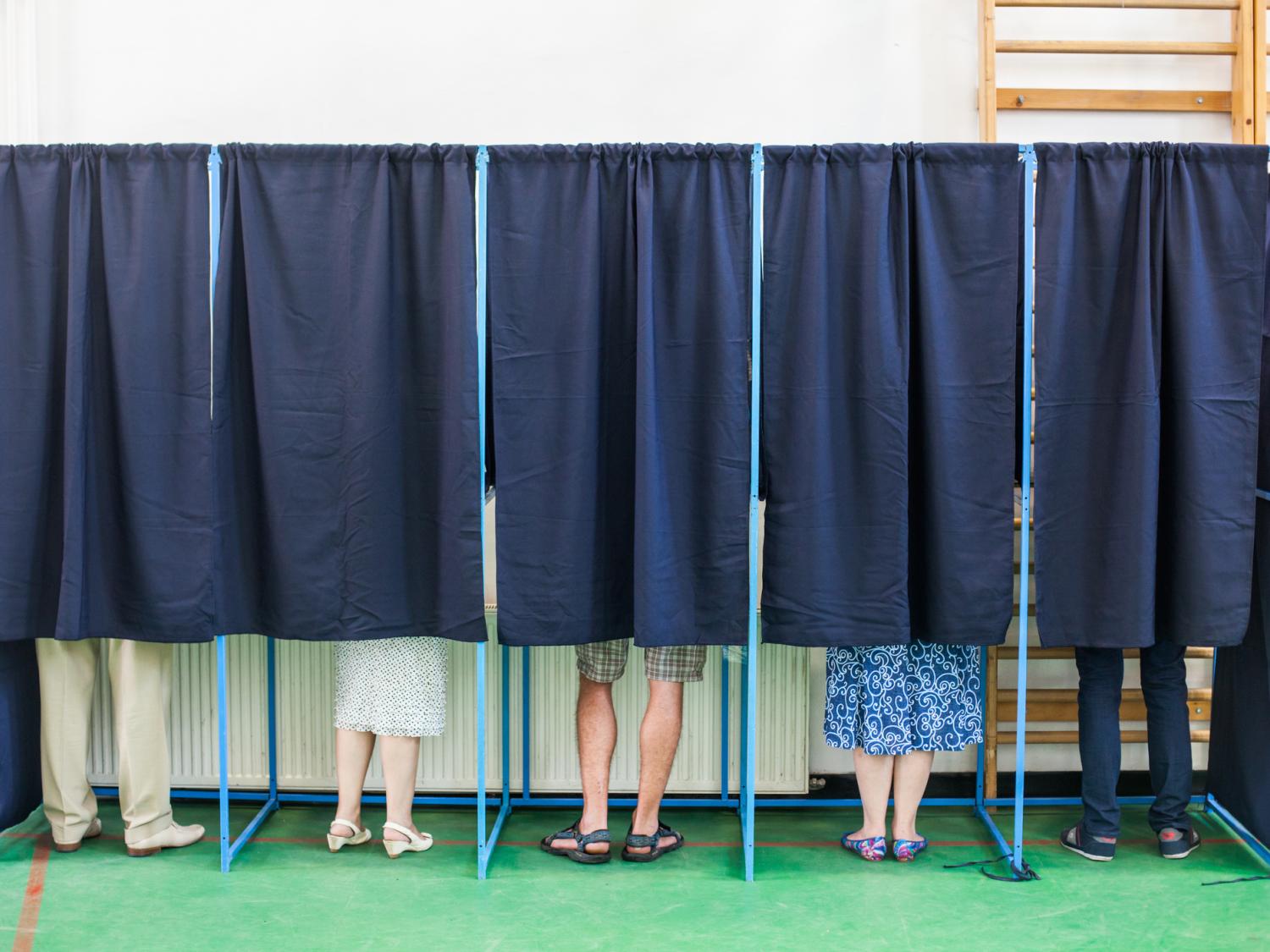 filled voting booths