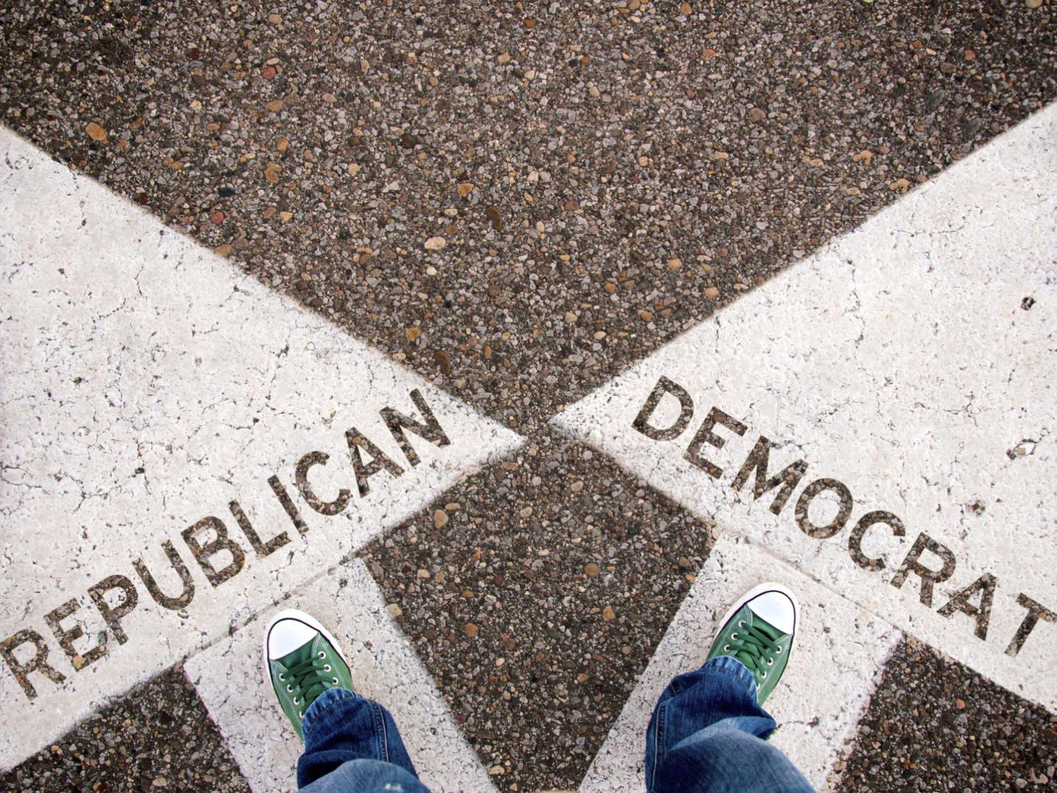 feet, arrows, Republican, Democrat