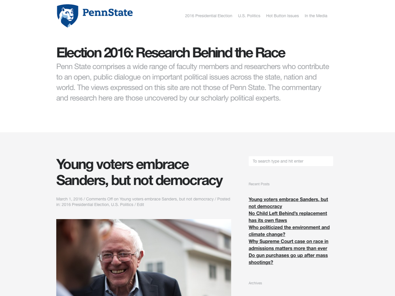 A new blog — Election 2016: Research Behind the Race — collects research-based commentary and insight into many campaign-related topics all in one place. Visit election2016.psu.edu to follow along.