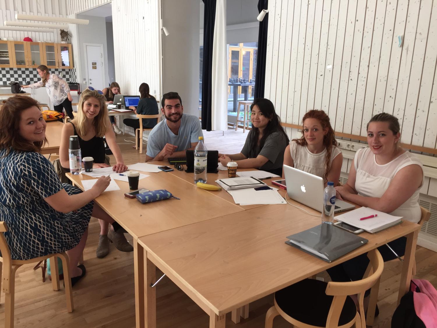 Students prepare for presentation in Sweden
