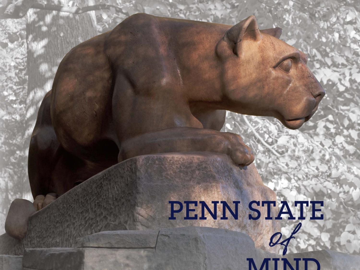 Lion shrine with text Penn State of mind