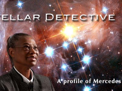 Mercedes Richards against a field of stars.