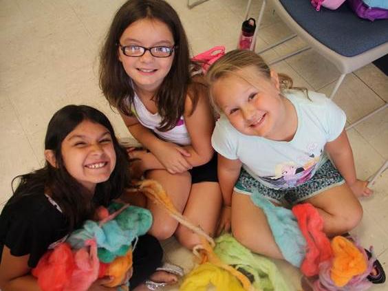 Three Beaver County-area girls learn to dye their own wool.