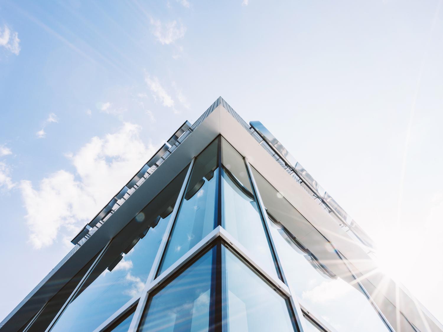 Top corner of a glass building