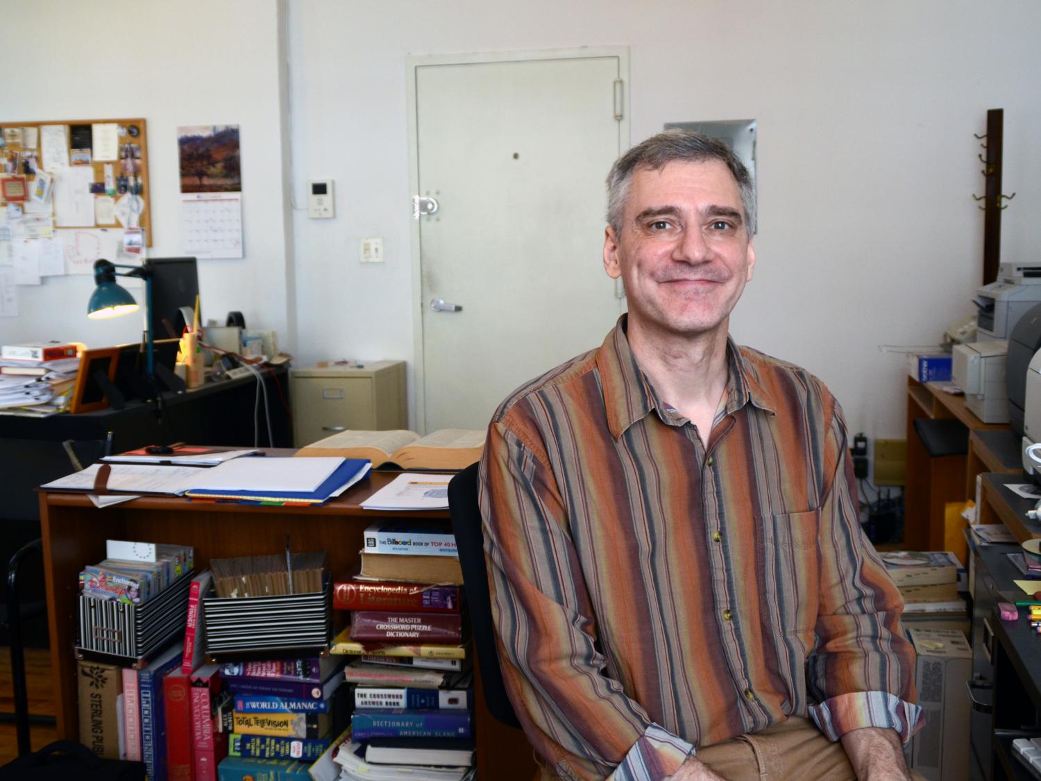 Shenk in his apartment