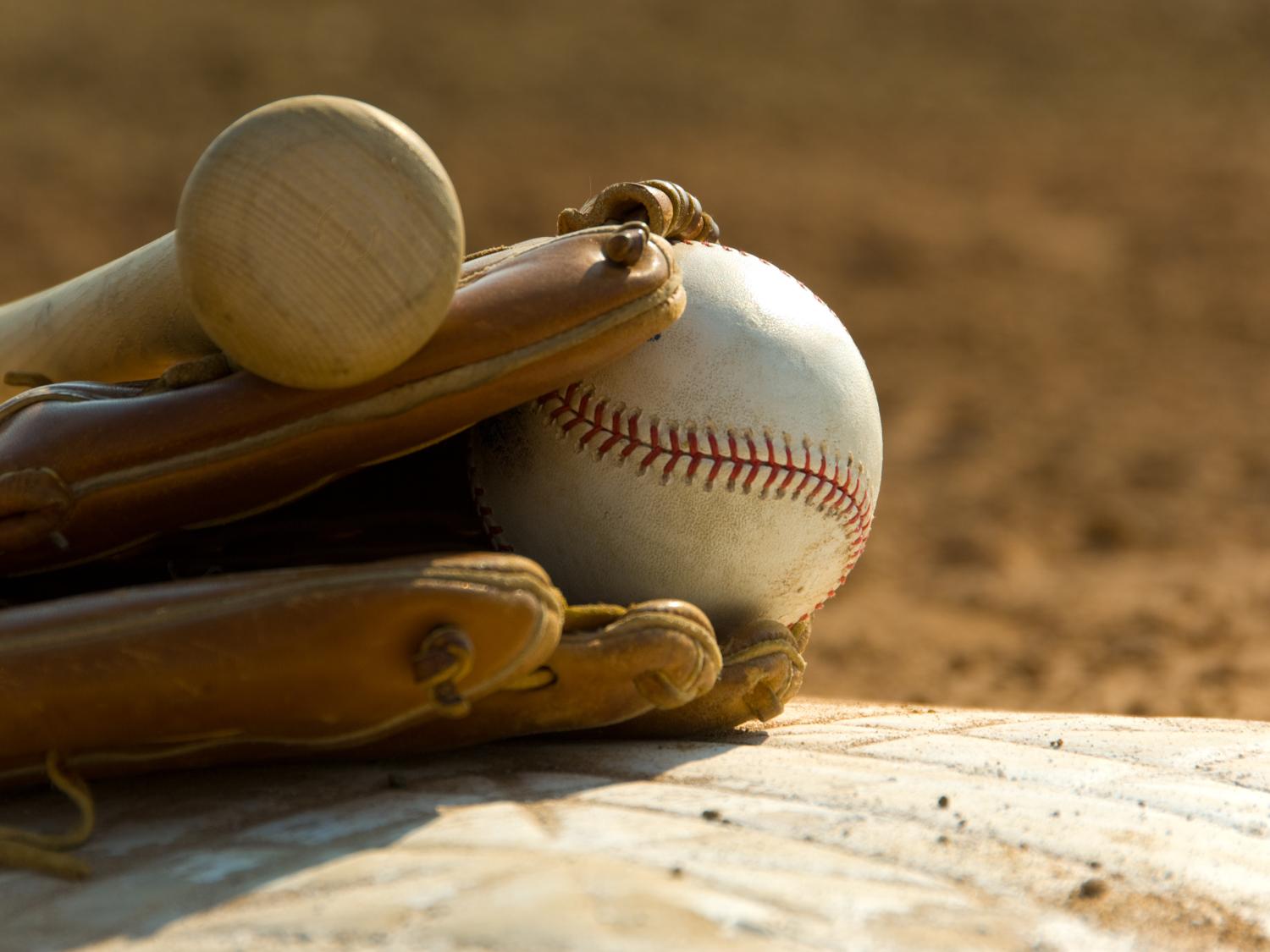 baseball, glove, bat, base