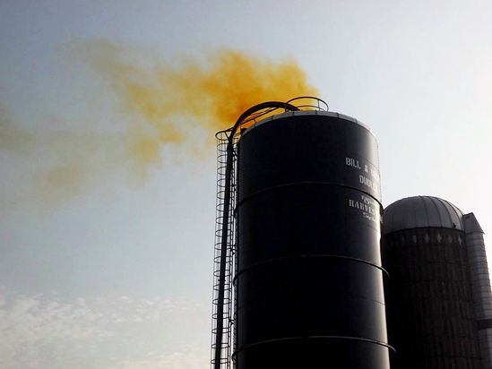 silo with gas escaping