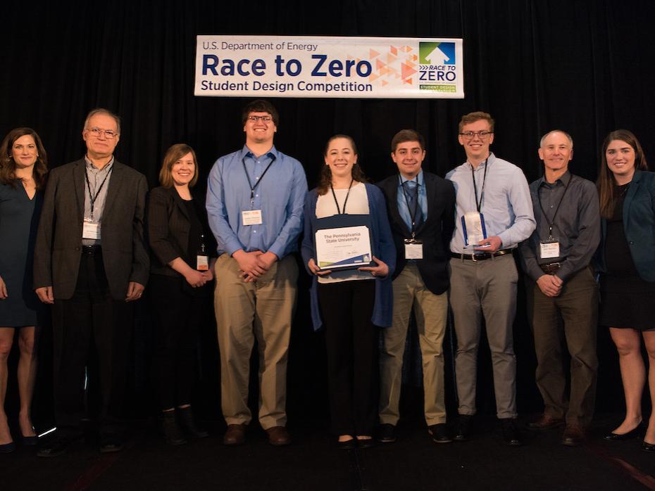 2018 Penn State Race to Zero Student Design Competition team and faculty advisers 