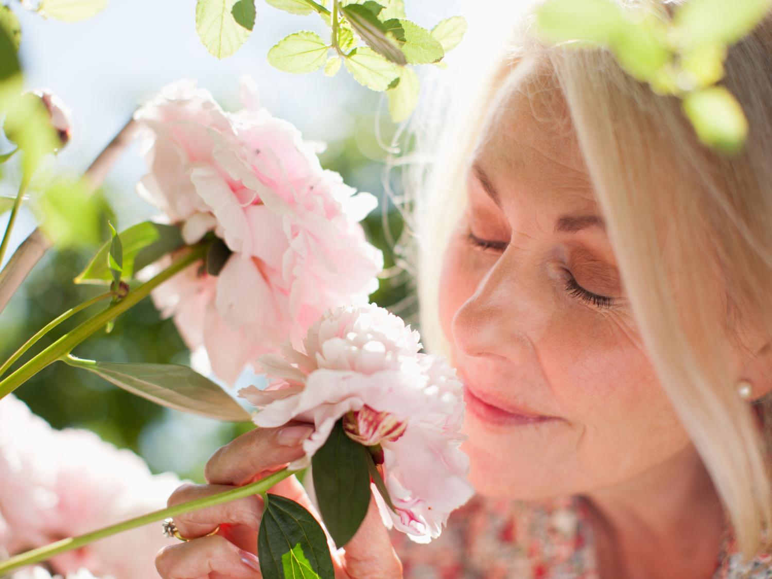 sniffing roses