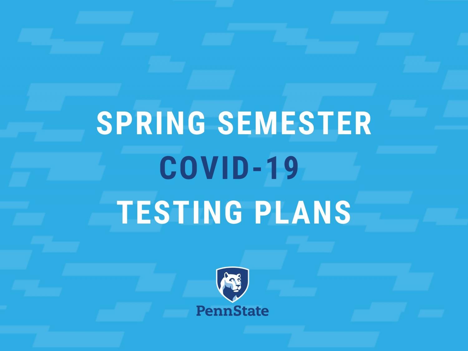 A graphic that reads, "spring semester COVID-19 testing plans."