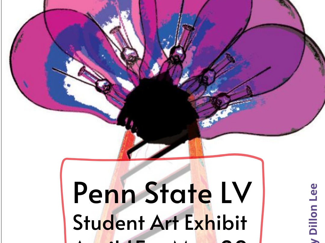 Artwork of lightbulbs atop a ladder