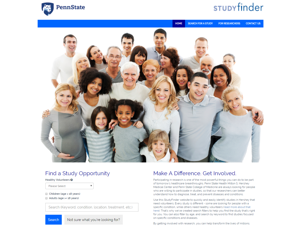 A screenshot of the Studyfinder Website.
