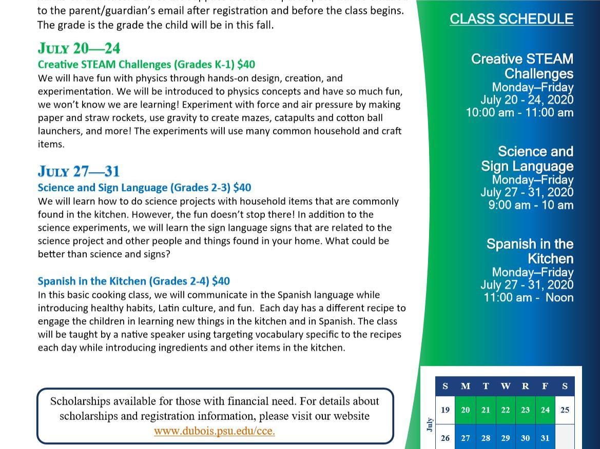 Summer Youth 2020 flyer