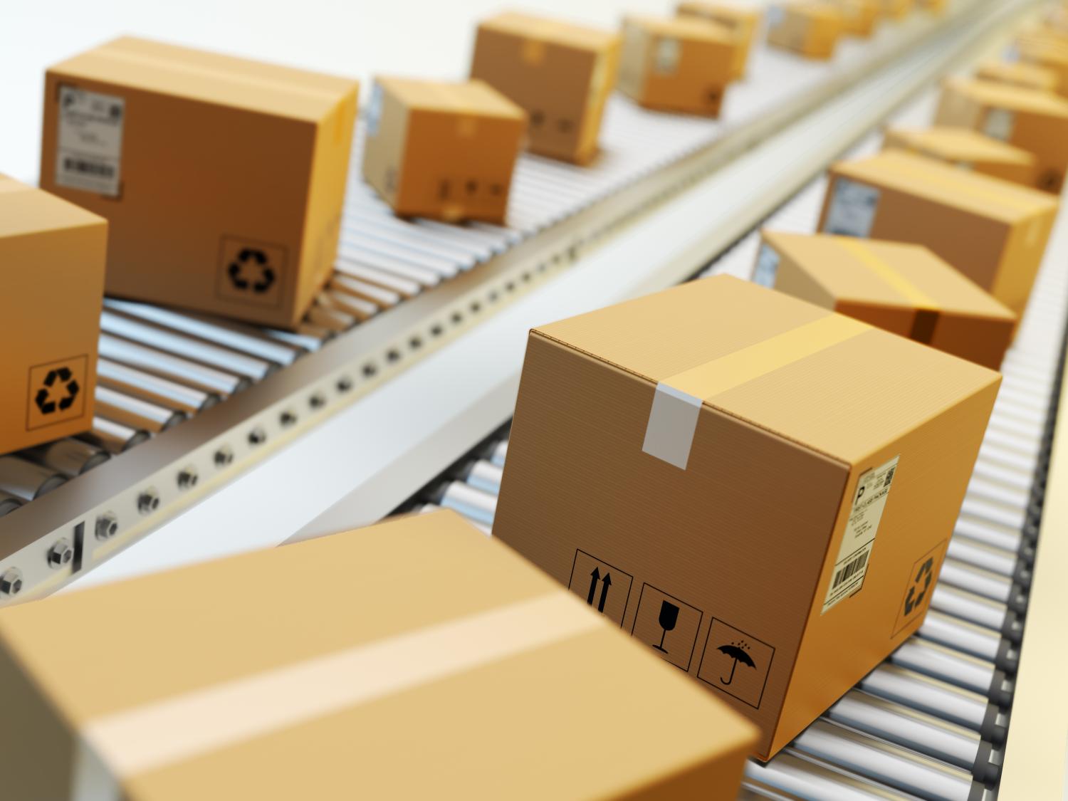 boxes on conveyer