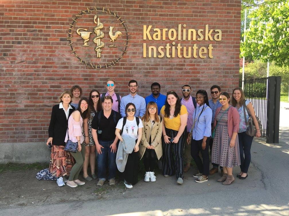 LER 499 students outside the Karolinska Institute. 