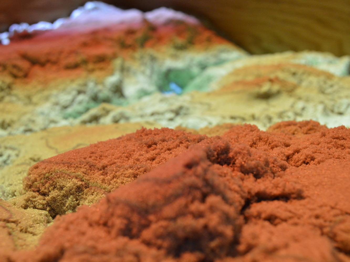 close-up view of sandbox exhibit