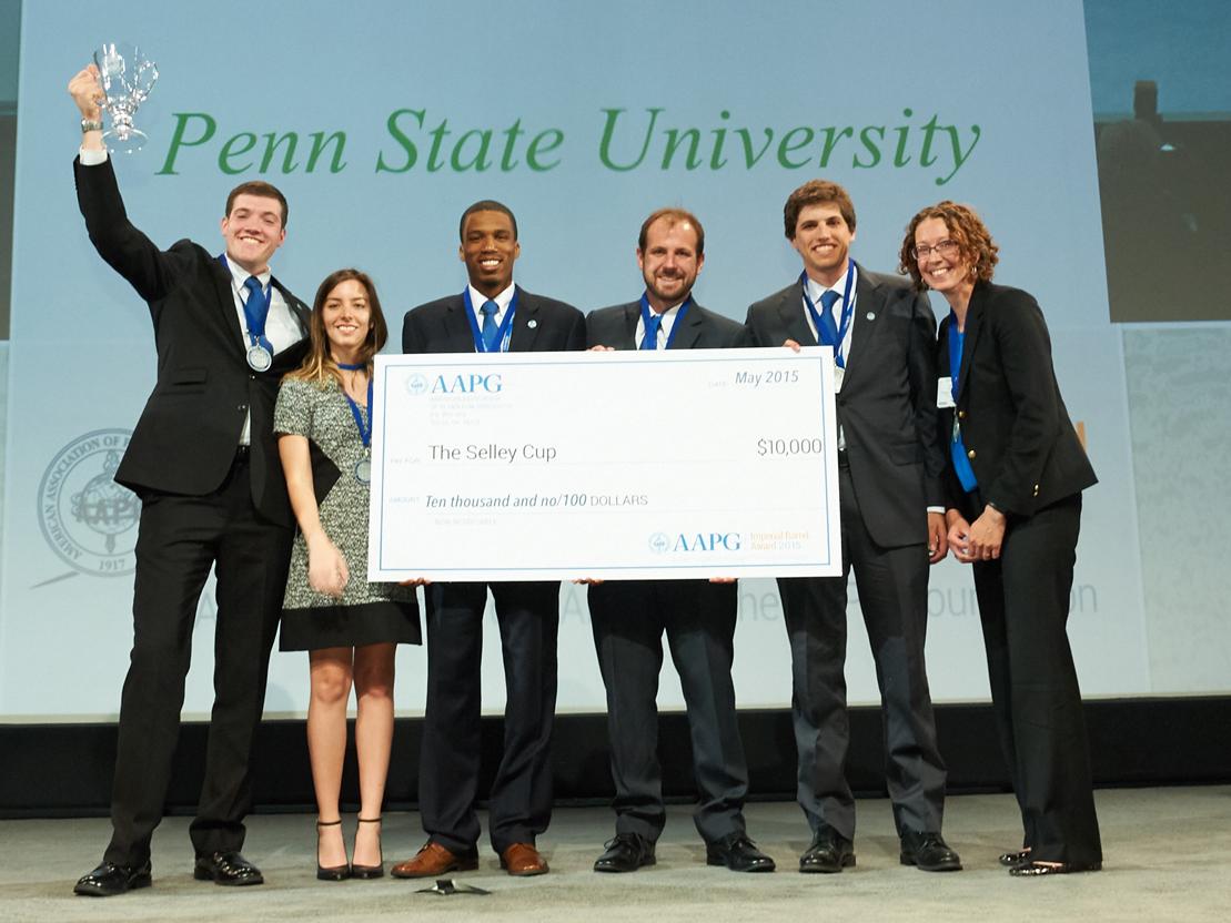 Penn State students receive their award at the 2015 Imperial Barrel Award competition