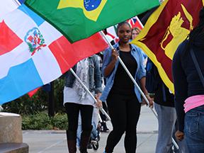 students holding flags during Unity Day