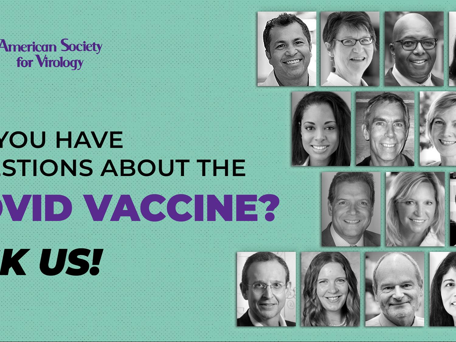 Graphic advertising the American Society for Virology's COVID-19 Vaccine Education Town Halls 2021